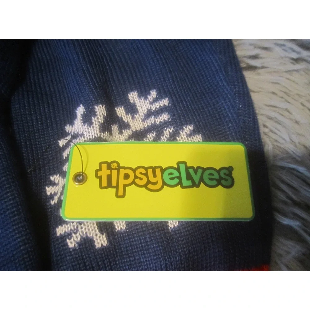 Tipsy Elves Sweater Mens XL Blue Trees Christmas Ugly Graphic Pullover